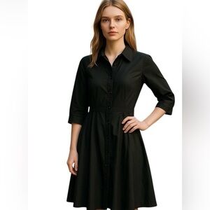 Eshakti Pinup Rockabilly Fit & Flare Swing Dance Black 3/4 Sleeve Women’s Size 8